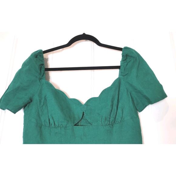 SALONI Emerald Green Scalloped Midi Dress - Picture 3 of 7